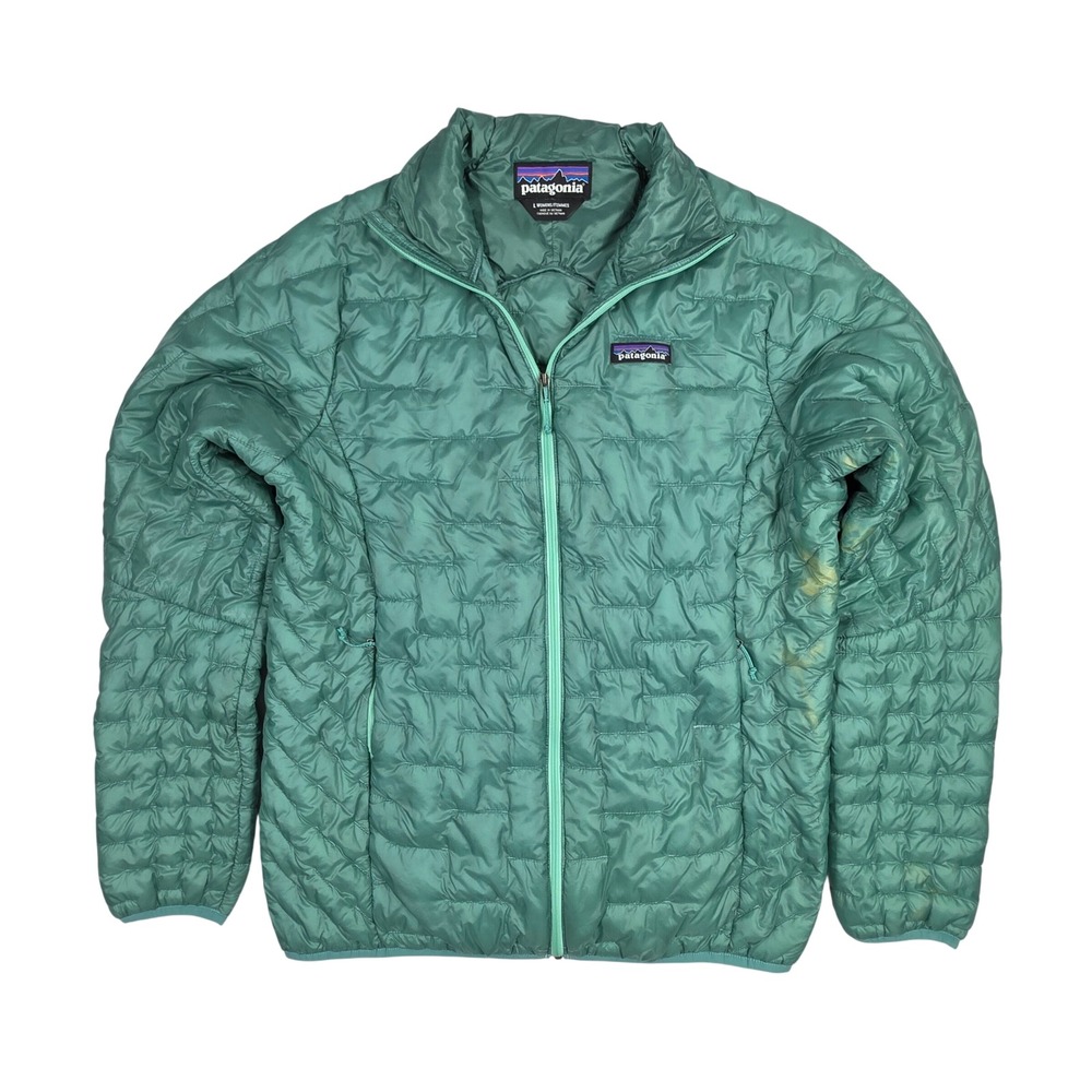 Patagonia Womens Nano Puff Jacket Green Teal Quilted Full Zip Puffer Large